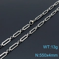 Halskette aus silbernem Edelstahl mit Büroklammergliedern, Maße 550x4mm, Gewicht 13g - 55cm / Silber