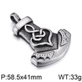 Vintage Viking axe pendant in 316L stainless steel with antique silver finish - Hammered Vintage Giant Axe Style (KP54396-BD)