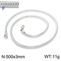 Silver square snake chain in stainless steel, 500mm length and 3mm width with lobster clasp - Silver 500x3mm(KN203633-Z)
