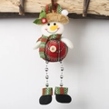 Christmas snowman hanging ornament with red green plaid hat and beaded legs decoration - Snowman
