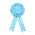 Light blue Big Sister ribbon badge for baby shower parties with pleated ribbon flower - Badge / Blue