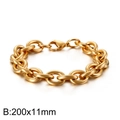Classic gold stainless steel O-chain link bracelet for men and women, size 200x11mm - Gold (KB126619-Z)