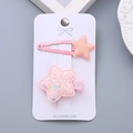 Pink glitter star hair clips set for girls featuring sequins and handmade craft card - Glitter Pink Set
