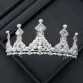 Silver bridal tiara with clear rhinestones and elegant white and pink pearls - 12# Kids Pink Pearl Rhinestone Style (Silver)
