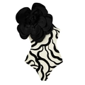 One-piece swimsuit with 3D black flower and wave print in elegant monochrome - Zebra Print Big Flower