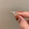 Minimalist 925 sterling silver ring with a single round clear gemstone in silver finish - Silver Thin Zirconia (JZ0967)