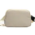 Minimalist beige running waist bag with durable synthetic fabric and black buckle - Off-white