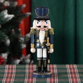Cascabel soldado de madera azul de 25cm con detalles dorados para decorar Navidad - 25cm / Cuerpo Azul Piernas Blancas Soldado Con Espada