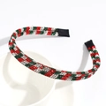 Festive Christmas headband featuring red green and white rhinestones in a striped pattern - Double Row Rhinestone Headband