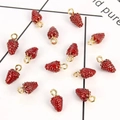 Colgantes de fresa en esmalte rojo y aleación dorada para bisutería DIY y manualidades - Grande (1.6cmx0.9cm) / Rojo