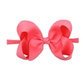 Pink ribbed bubble flower bow nylon headband for cute babies and toddlers - Pink
