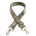 Adjustable green and beige woven shoulder strap with gold metal hardware for handbags - Beige + Gold Buckle