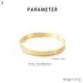 Detail view of 18K gold plated stainless steel heart bangle with dimensions 60x49x6mm - Heart Relief Style (KB210534-KSZ)