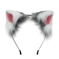 Cerchietto con orecchie di gatto in peluche per cosplay in grigio bianco e rosa - Grigio/Bianco