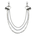 Drielaagse zilveren metalen tailleketting met parels, schedels en kersenhanger - 3-Laags Parel Schedel Kers Stijl (ZW1112)
