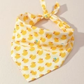 Dog bandana in cream with yellow duck patterns and natural tie closure detail - New Yellow Duck
