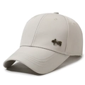 Men's off-white baseball cap featuring a bronze Chinese metal calligraphy ornament - Adjustable (56-60cm) / Beige