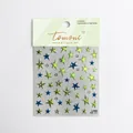 Sparkling crystal nail stickers with green and blue stars design for manicure art - to3036-Crystal Five-pointed Star