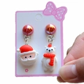 Detail of Christmas clip-on earrings with Santa and polar bear charms for kids - 6# Asymmetric Santa & Polar Bear / Clip-on Earrings Pair