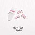 Nagel-Charms mit rosa Katzenaugen-Schleife 11x6mm für elegantes 3D-Maniküre-Design - Silberrand Rosa Katzenauge Schleife (MZH-7378)