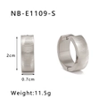 Silver round textured earrings in stainless steel with a high-quality polished finish - Silver Wavy Texture Style (NB-E1109-S)