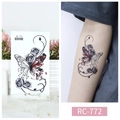 Waterproof butterfly and rose temporary tattoo sticker in artistic black and color design - RC-772 Artistic Flower Butterfly