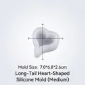 Moule en silicone cœur à longue queue translucide de 7,0x6,8x2,6cm pour bijoux en résine - Cœur à Longue Queue Moyen
