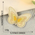 Yellow gradient butterfly embroidery patch on denim fabric showing 5.7cm width dimensions - Yellow Butterfly