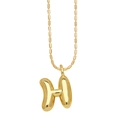 3D balloon initial H pendant necklace in gold finish with delicate bead chain - Letter H