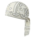 Detail view of off-white paisley pirate hat with breathable quick-dry fabric and ties - One Size / Beige Paisley