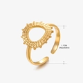 Gold plated moon star open ring with textured disc and adjustable 1.7cm band - Gold (083 Style) / 1.7cm (Adjustable)