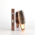 Elegant rose gold scalp massage hairbrush for smoothing and styling with box - Upgraded Short Handle / Rose Gold
