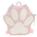 Cute pink cat paw themed school backpack for girls with sweet 3D cartoon design details - Pink