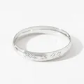 Vintage silver finish wide cuff bracelet with intricate floral relief pattern engraving - 11mm Flower and Leaf Pattern Style (PA1216) / Silver