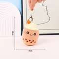 Plush bubble tea keychain with cute expression and metal lobster clasp, 12cm height - Silver Keychain / 12cm / Brown