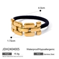 Golden stainless steel chain detail on black elastic hair tie waterproof jewelry - Chain Design-Gold (JDH2404005)