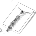 Detailed macro view of the silver articulated geometric metal cage pendant and necklace - Large Mesh Bag/OPP Bag / Silver