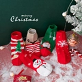 Cinq paires de chaussettes de Noël en coton avec motifs Père Noël et rennes pour enfants - S (1-3 Ans) / Lot de Chaussettes de Noël A
