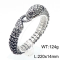 Silver vintage snake head bracelet with detailed scales and heavy stainless steel finish - Polished Antique Black Style (KB169940-KJX)