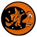 Halloween crescent moon and witch silhouette enamel pin badge with starry black background - Witch Crescent Moon Style (xz2321)