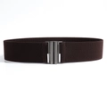 Dark brown wide elastic belt for dresses featuring a polished silver metal buckle - 5cm Wide / Coffee with Black End