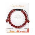 Adjustable carnelian natural stone beaded bracelet with black woven cord on display card - Carnelian Style (FK2262) / 19cm