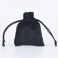 Small black velvet drawstring jewelry pouch with soft texture for storage - 8*10cm / High Top Drawstring Bag / Black