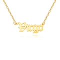 Golden titanium steel necklace with Virgo pendant in vintage gothic letter style - Virgo / Gold