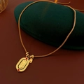 Collar de cuerda dorada con colgante ovalado de bestia mítica y piedras rojas - Cuerda Marrón-Piedra Roja (Na Fu)
