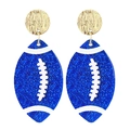 Orecchini a calcio glitterati blu con borchie in metallo dorato martellato per fan - Glitter Blu - Bottone Dorato