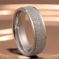Minimalist silver wide stainless steel ring featuring a frosted finish and polished edges - US 5 / 6mm Width / Steel