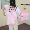 Dreiteiliges Rucksack-Set in Rosa und Blau mit Isoliertasche und Mäppchen für Schüler - Rosa