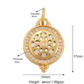 Ciondolo a fiore celestiale dorato con zirconi bianchi diametro 14mm dimensioni - Ciondolo Floreale Geometrico Cavo (M529706-Gold)