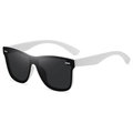 Polarized oversized sunglasses with black lenses and stylish white frames for night driving - One Size / White Frame/Black Grey Lens